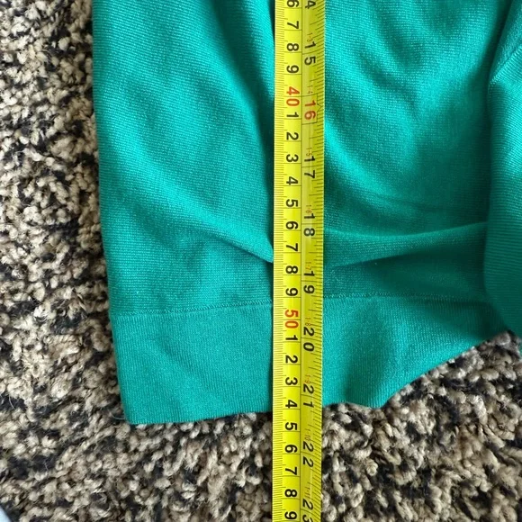 Kenneth Cole, silk blend, Green Open Front Cardigan Sweater, petite large. - Picture 5 of 6